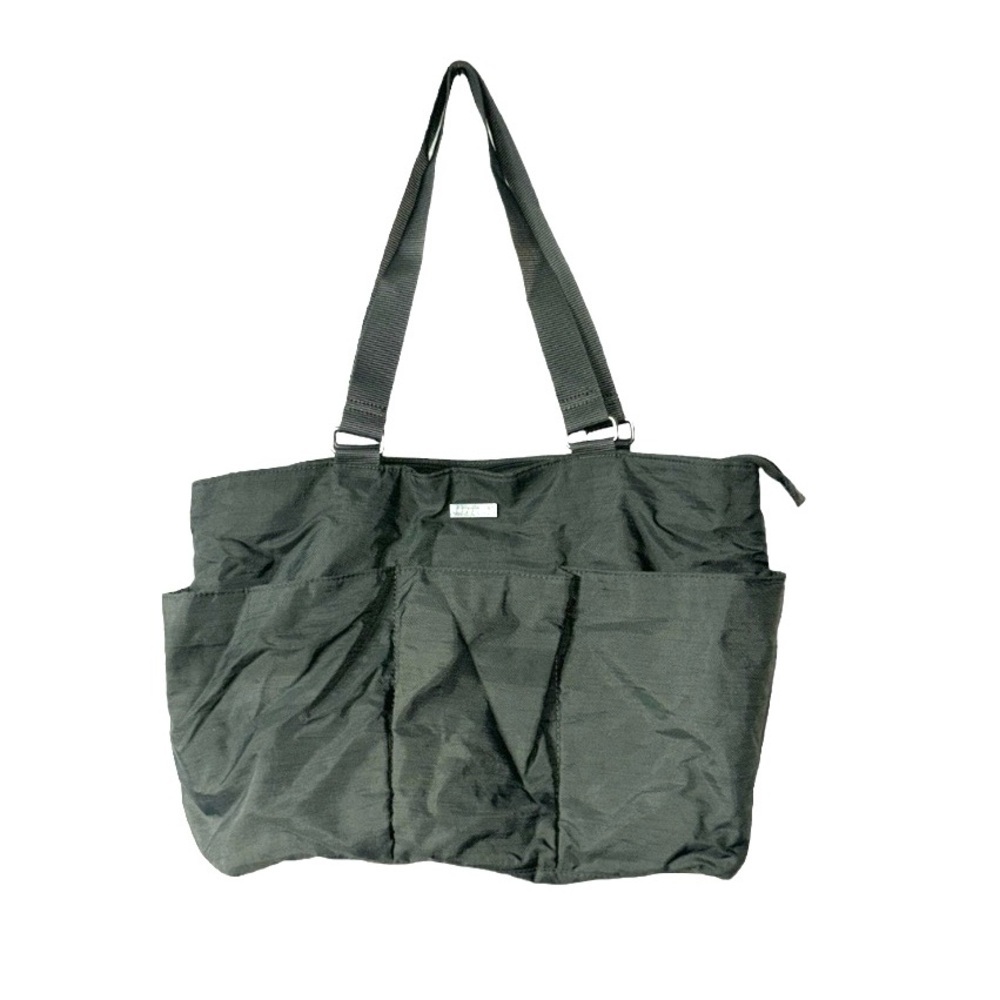 Baggallini Gray Yellow Nylon Diaper Bag Handbag Luggage Washable Utility Cargo